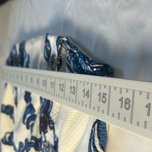 LILLY PULITZER Blue Shell Cotton White and Navy Midi Dress Size 8 - Picture 16 of 16